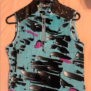Jamie Sadock Turquoise and Black Abstract Tank Top
